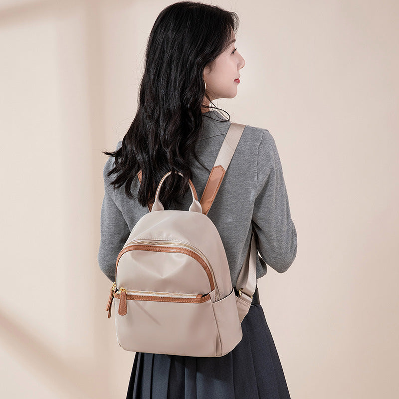 Sac à dos tendance pour femme, en tissu Oxford, léger, imperméable, couleur contrastée, grande capacité