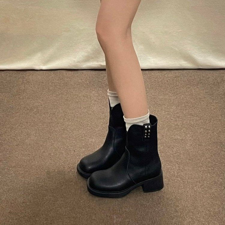 Autumn Winter Retro Detachable Two-way Fashion Boots Booties