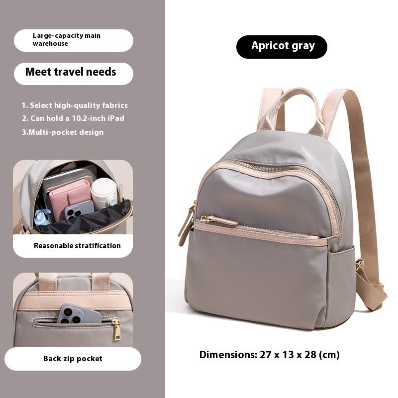 Sac à dos tendance pour femme, en tissu Oxford, léger, imperméable, couleur contrastée, grande capacité