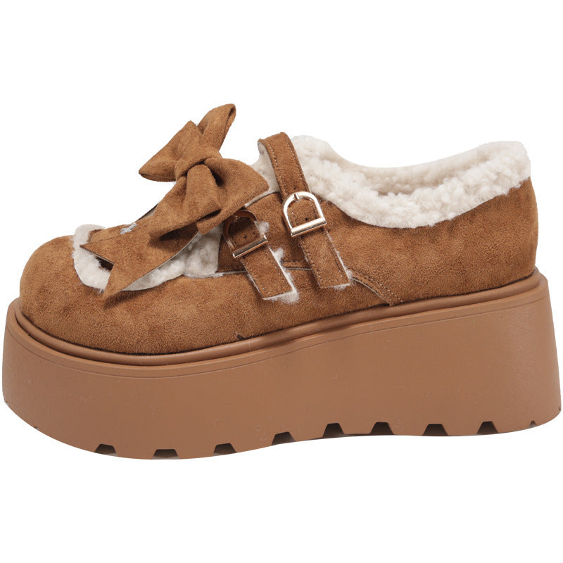Autumn And Winter New Casual Outdoor Fleece-lined Thick Slip-on Small Cotton Shoes