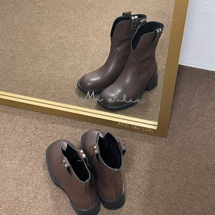 Autumn Winter Retro Detachable Two-way Fashion Boots Booties