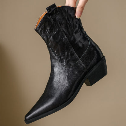 Autumn And Winter New Thick High Heel Pointed Sheepskin Fashion Women's Boots