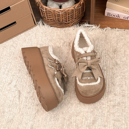 Autumn And Winter New Casual Outdoor Fleece-lined Thick Slip-on Small Cotton Shoes