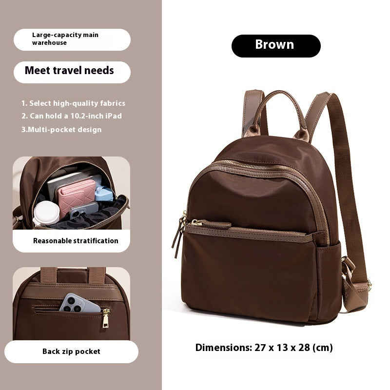 Sac à dos tendance pour femme, en tissu Oxford, léger, imperméable, couleur contrastée, grande capacité