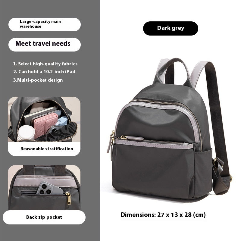 Sac à dos tendance pour femme, en tissu Oxford, léger, imperméable, couleur contrastée, grande capacité