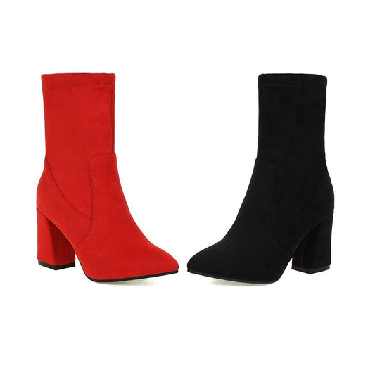 Autumn And Winter Pointed-toe Retro Slimming Stretch Women's High Heels