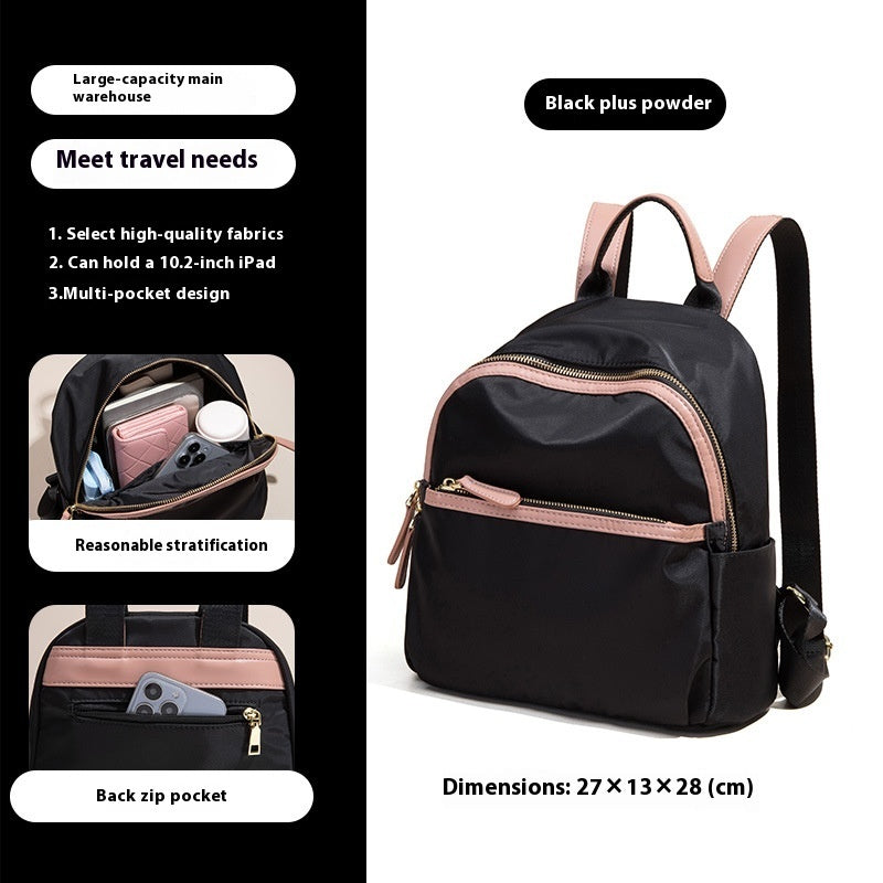 Sac à dos tendance pour femme, en tissu Oxford, léger, imperméable, couleur contrastée, grande capacité