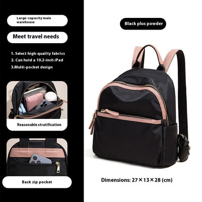 Sac à dos tendance pour femme, en tissu Oxford, léger, imperméable, couleur contrastée, grande capacité