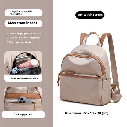 Sac à dos tendance pour femme, en tissu Oxford, léger, imperméable, couleur contrastée, grande capacité